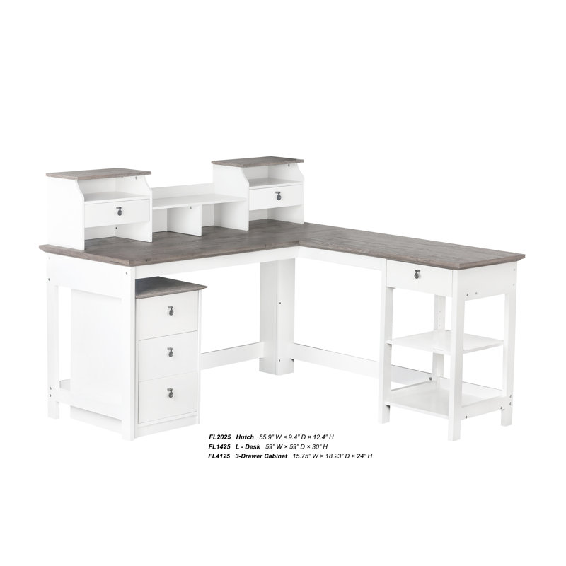 Bureau de direction en forme de L avec bahut