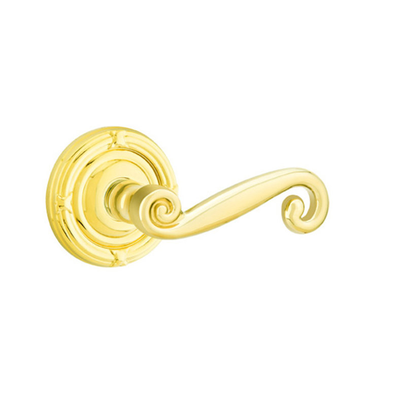 Double porte faux levier avec rosette, Laiton brillant, Droite