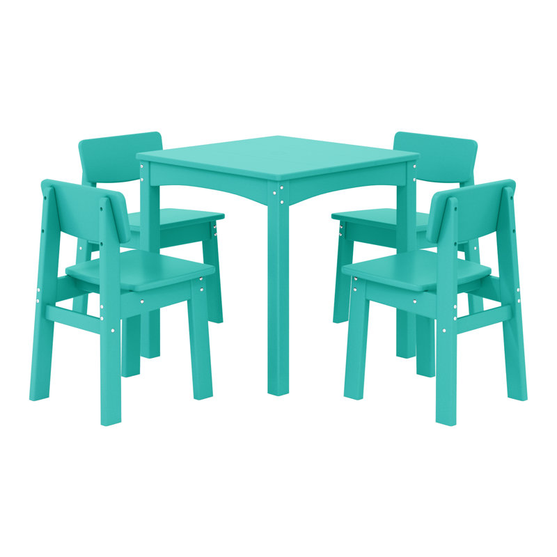Kids Outdoor 5-Pieces Dining Set, Teal