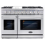 Cosmo 48 in. Haven Collection 7 cu. ft. Double Oven Gas Range, 6 Burners, Griddle, Convection, Knob LEDs, Stainless Steel