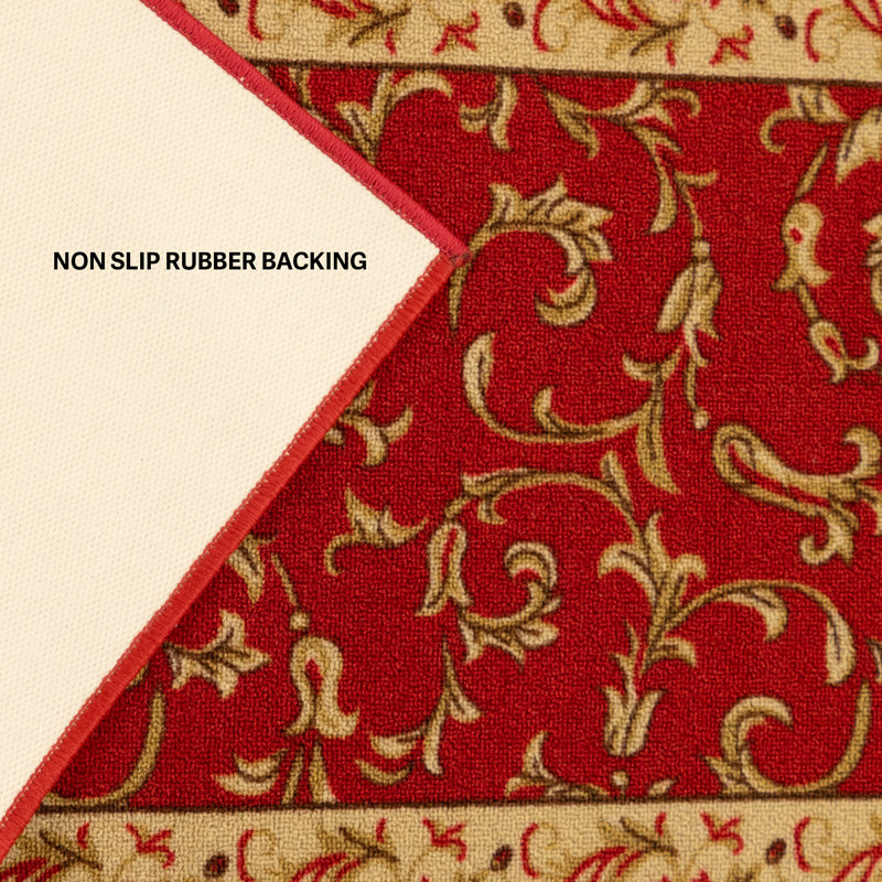 Custom Size French Veronica Red Runner Rug, Rectangle 2'2" x 4'