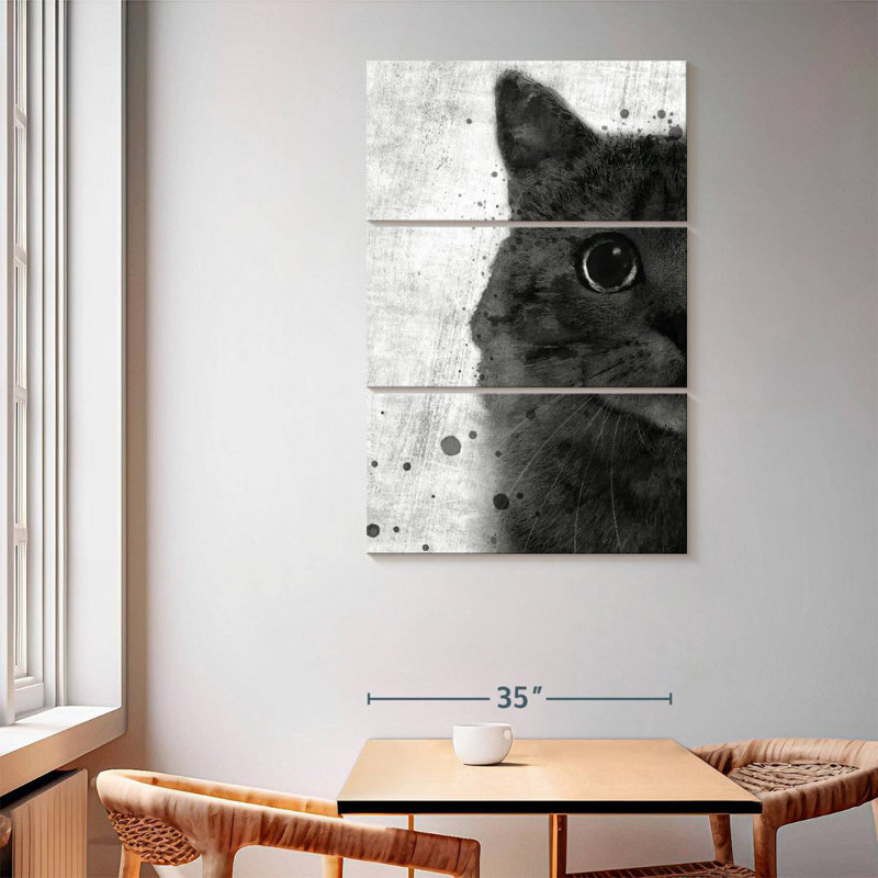 Chat noir et blanc Brampt, H 65 po x l 42 po