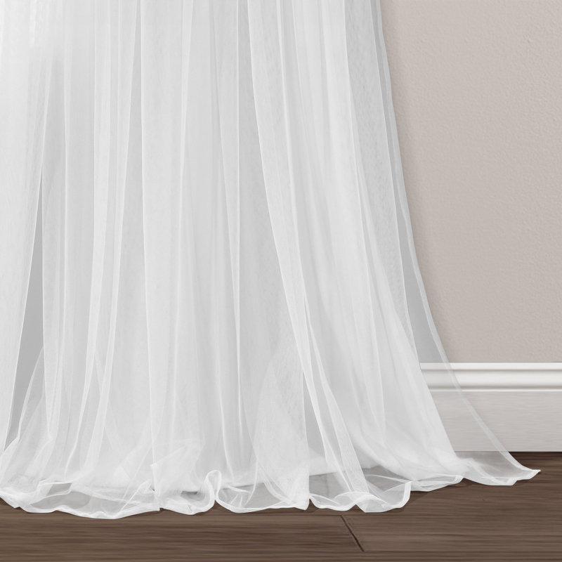 Semi Sheer Curtain Pair, Light Gray/White