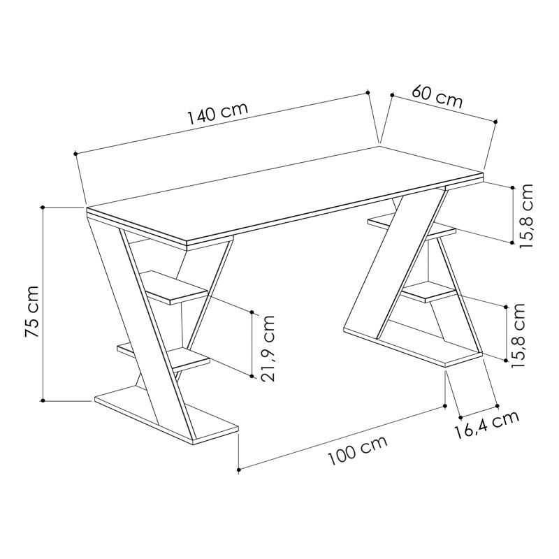 Bureau, Blanc / gris foncé
