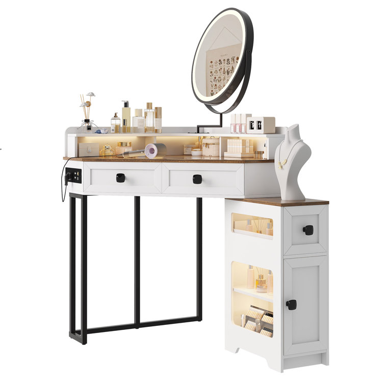 Machalik Corner Makeup Vanity With Mirror