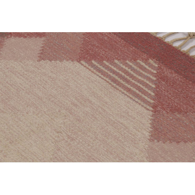 Vintage Scandinavian Rug, Swedish Flatweave With Red Geometry - Rug & Kilim