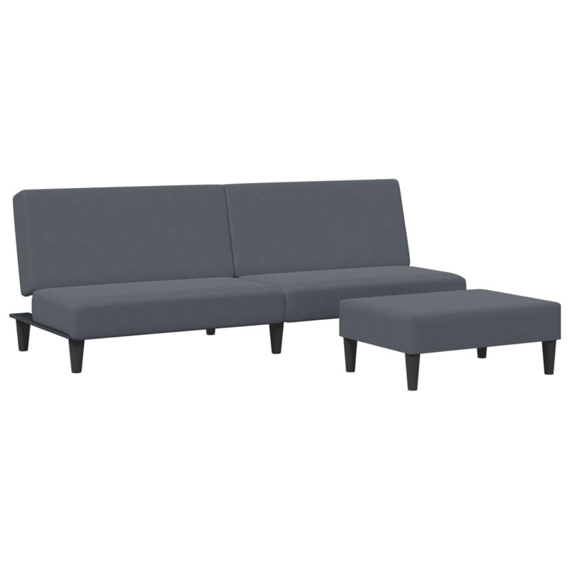 Velvet Convertible Sofa, Black, Dark Gray Velvet