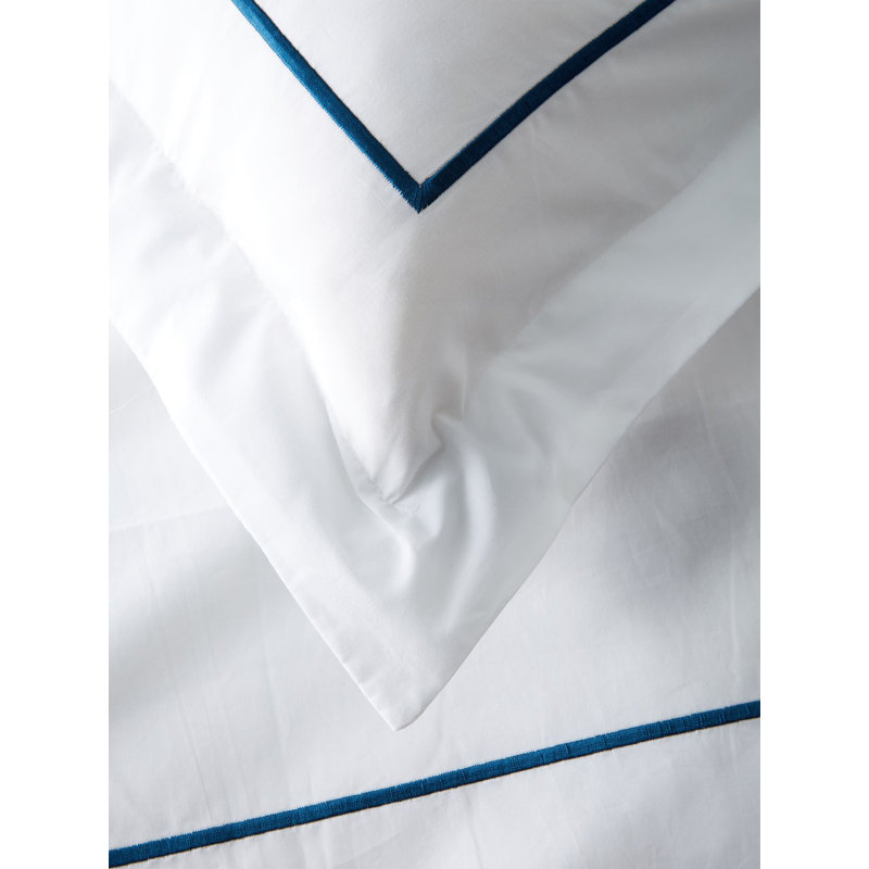 Benin Traditional Percale Duvet Cover, Full/Queen Duvet Cover + 2 Shams, Navy/White