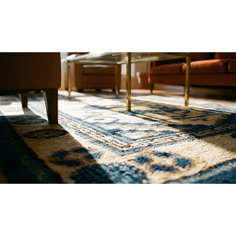 Antique Chinese - Baotou Chinese Allover Geometric Knotted Rug