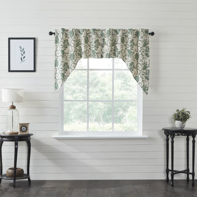 Axminster Floral Cotton Tailored 72'' Window Valance in Cream/Green
