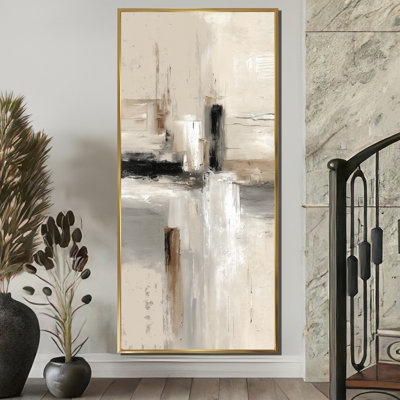 "Brown and Black Brushstroke", peinture abstraite sur toile brune