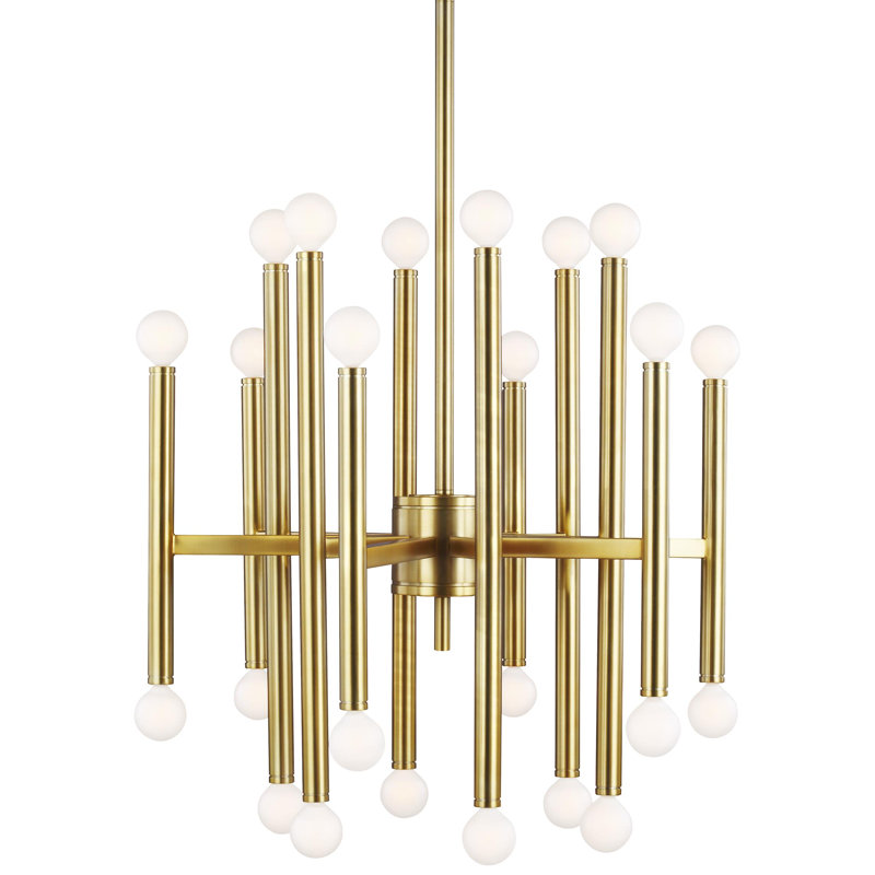 Lustre linéaire moderne unique à 24 lumières Avron par Thomas O'Brien, Bronze brillant, H 30,25 po x l 29 po x P 29 po