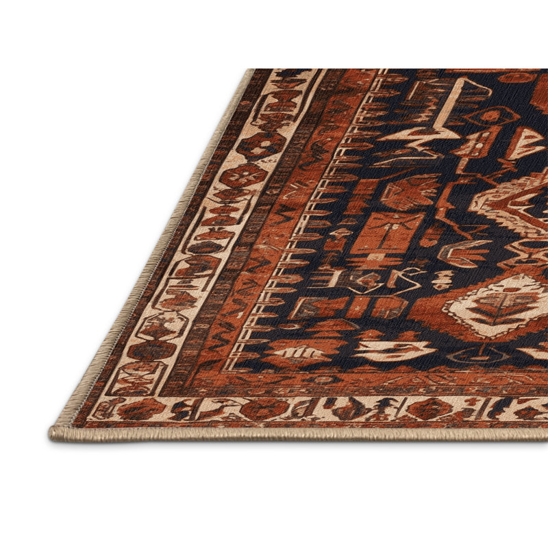 Machine Washable Persian Brown Area Rug, Round 6'