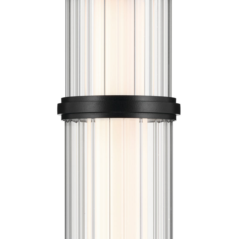 15.5 Inch LED 1 Light Pendant with Clear Fluted Glass, Satin Black