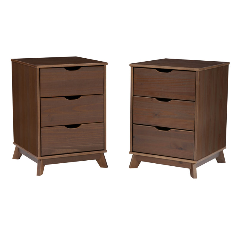 Marialana Solid Wood Nightstand Set Of 2, Walnut