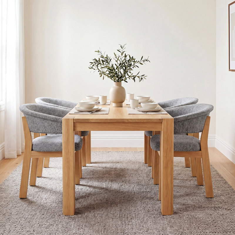 Belardo 48 cm H Fabric and Foam Padding Low Back Armchair, 4, Light Grey / Natural Wood