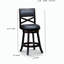 Tabouret de bar en forme de X de 24 po, traitement de surface gris patiné, siège en tissu gris anthracite