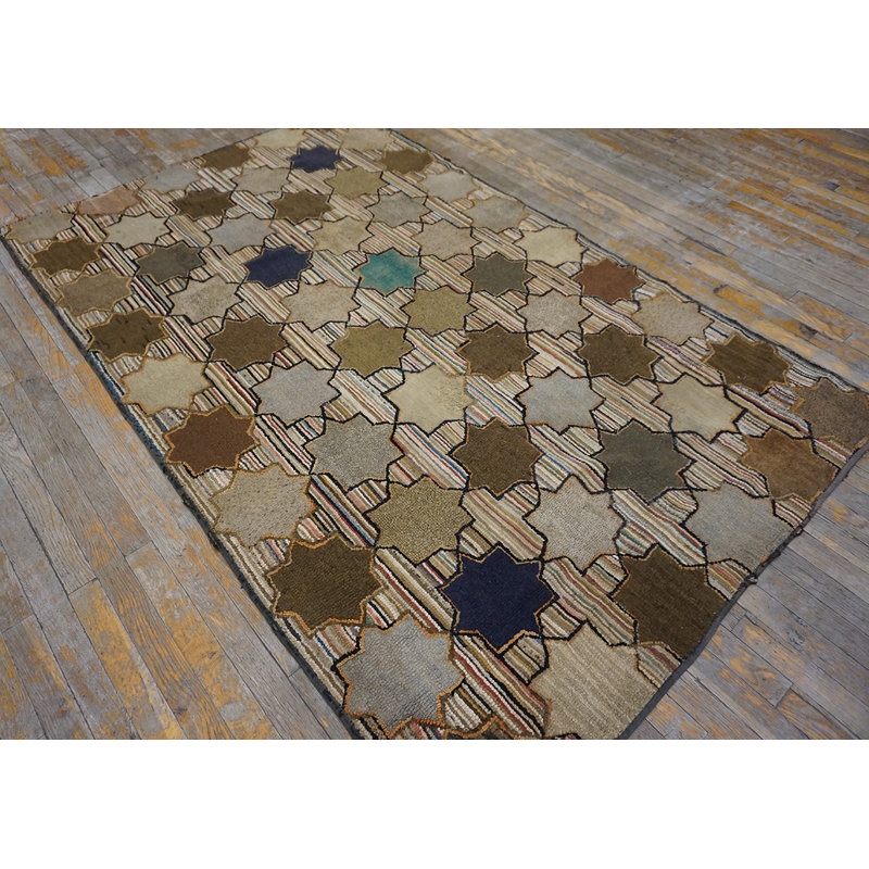 Tapis ivoire antique en laine et coton à crochets