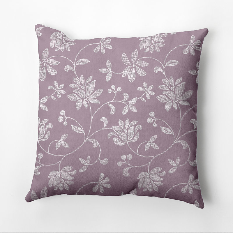 Housse et insert de coussin d'extérieur carré Botanical Blooms, 20 po x 20 po, Mauve, Duvet synthétique