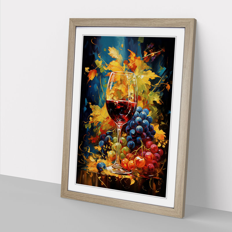 Wine Expressionism - Framed Print, Oak, 46cm H x 34cm W x 2cm D