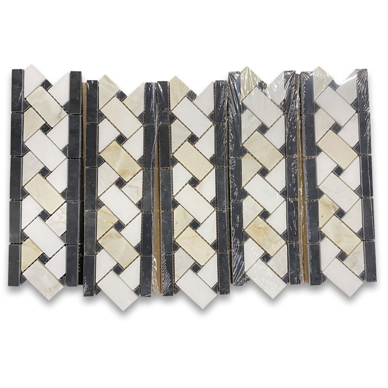 Calacatta 12" x 4" Marble Mosaic Tile, LIght Gray