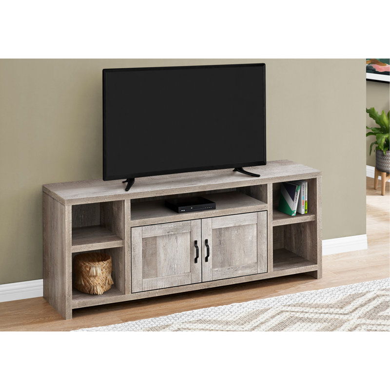 Meuble télé de style moderne, console de 60 po avec rangement, taupe pour l'ameublement et la décoration du salon et de la chambre à coucher