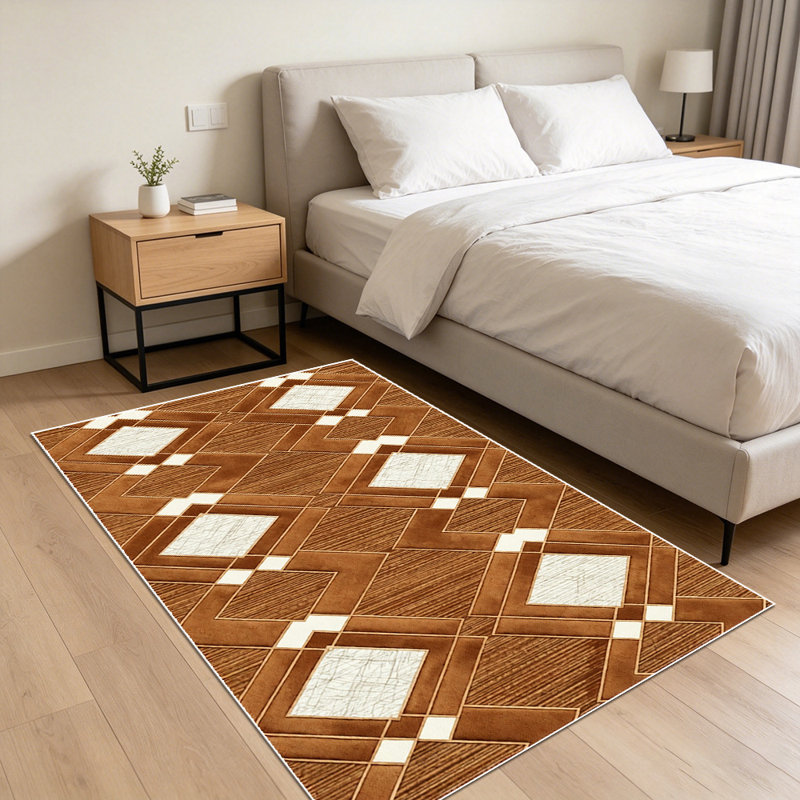 Light luxury diamond-shaped geometric carpet, soft and easy to clean, suitable for living room, bedroom, dining room, study room, and other multi-scene indoor decoration carpets