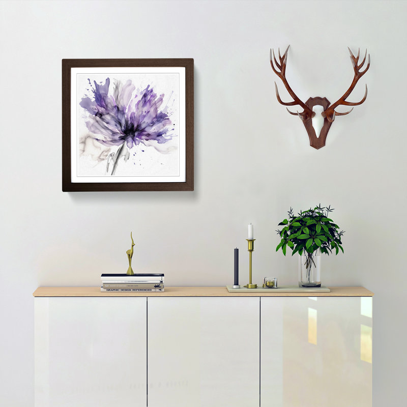 Lavender Flower Gestural - Framed Print, Walnut