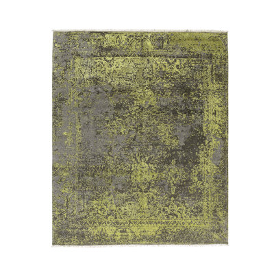 Hand-Knotted High-Quality Gray and Yellow Area Rug