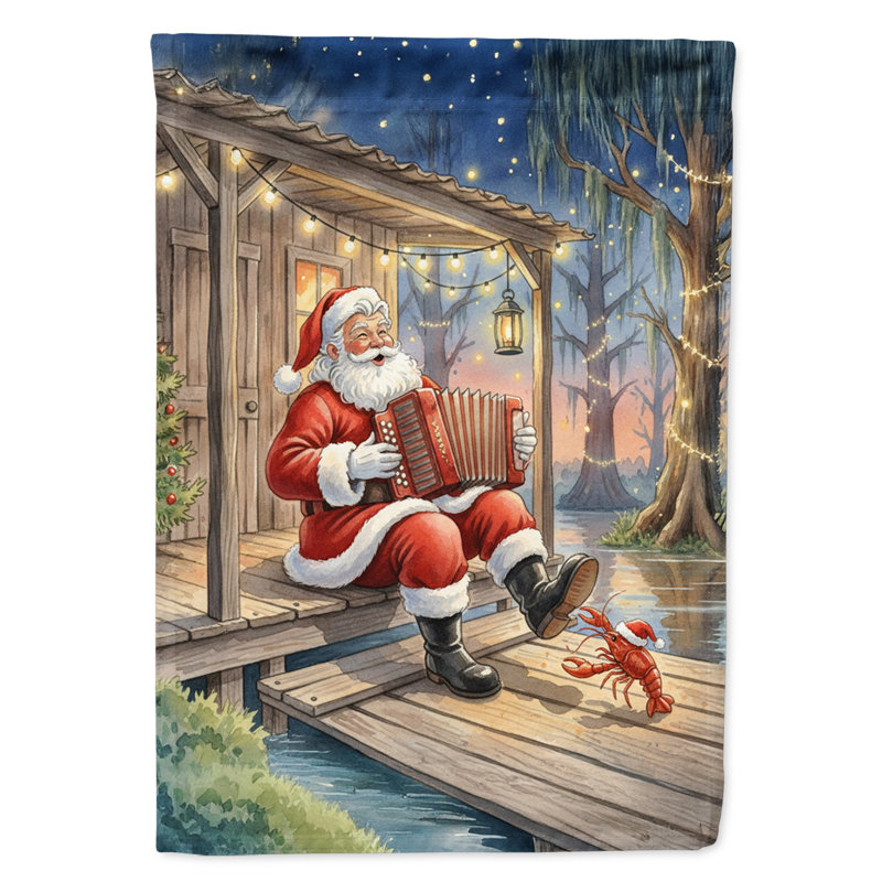 Cajun père Noël jouant au drapeau de la maison de Noël Zydeco, House Size, Père Noël cajun jouant au Zydeco