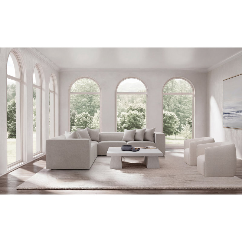 Bliss Sectional, Light Gray Polyester, 28" H x 123.5" W x 123.5" D