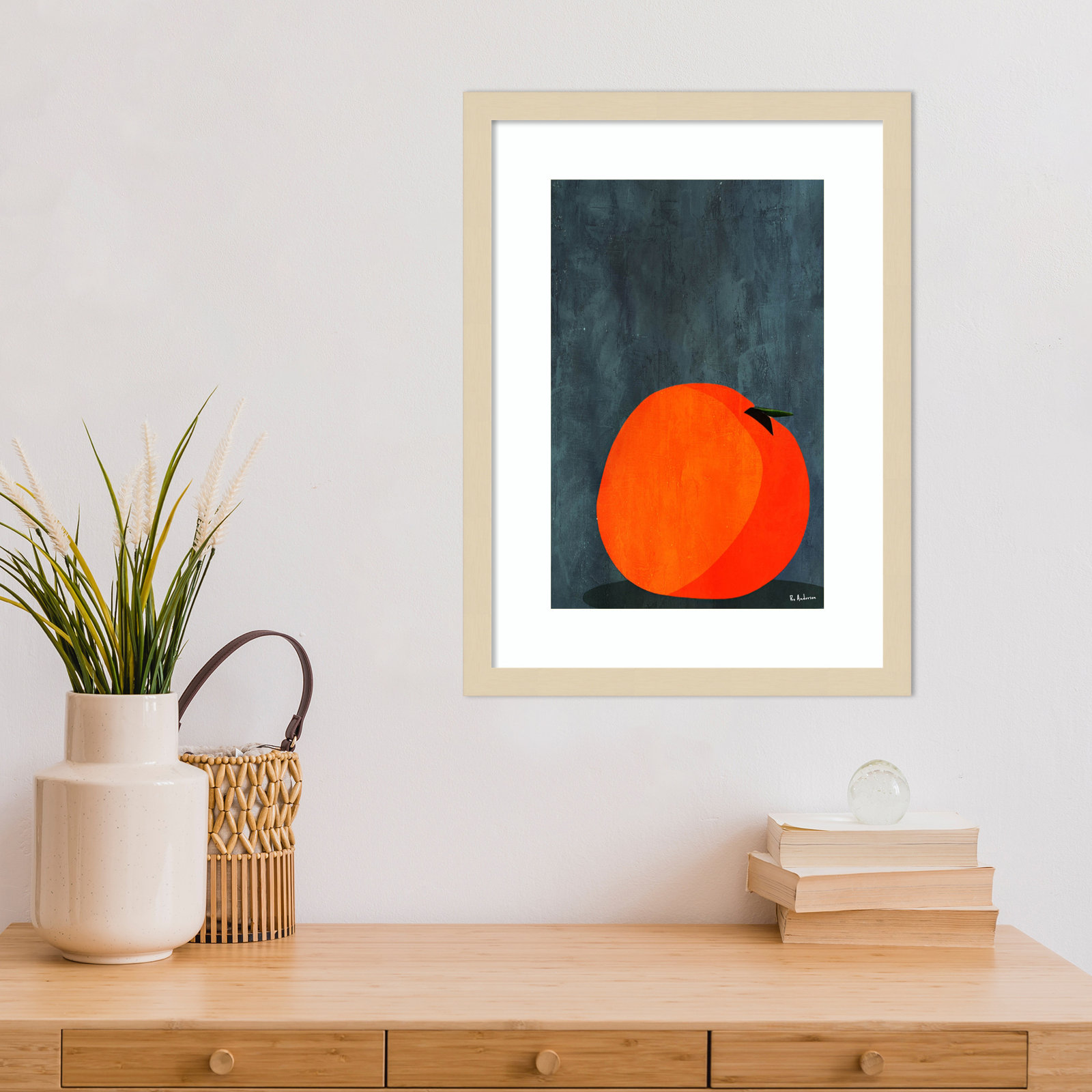 Calmly Sleeping Apple Print, Brown, 19" H x 14" W