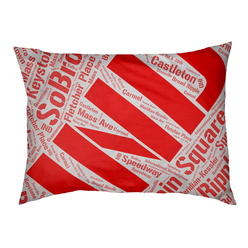 Coussin de chien « districts », Rouge, Grand (l 40 po x P 30 po x H 14 po), Indianapolis