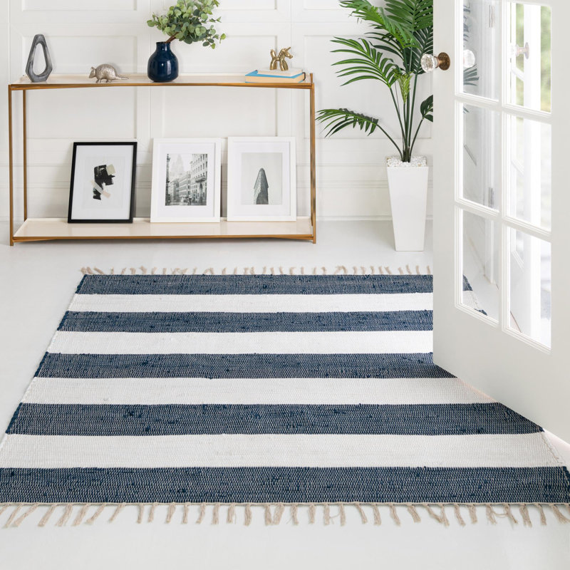 Carlotta Cotton Striped Indoor Rug, Square 7'10"