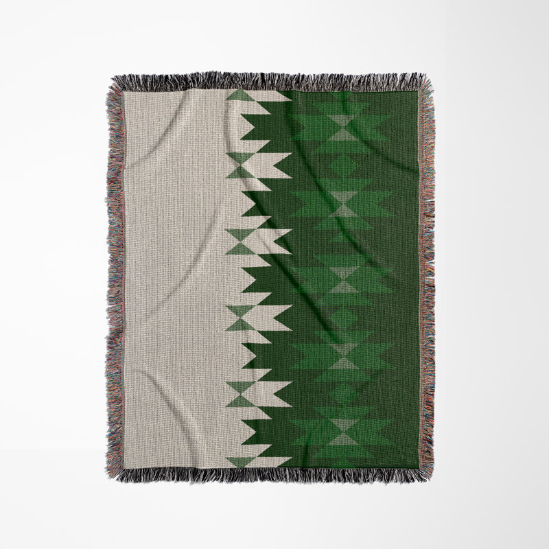 Couverture en mélange de coton Shako South Western, L 70 po x l 50 po, Vert / blanc cassé
