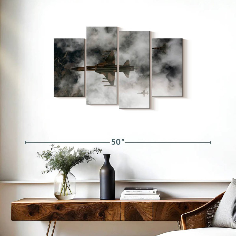 Mait Cloudy Fighter Jets, 22" H x 36" W
