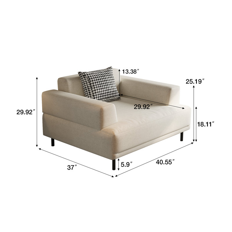Canapé en tissu moderne, structure en bois massif et coussin en éponge hautement élastique pour le salon
