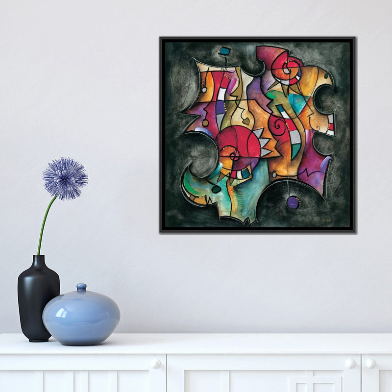 «Noir Duet II» par Eric Waugh, impression sur toile, H 18 po x l 18 po x P 1,5 po, Toile avec cadre flottant noir
