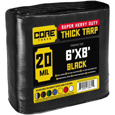 Black 20 Mil Heavy Duty Polyethylene Tarp, Waterproof, UV Resistant