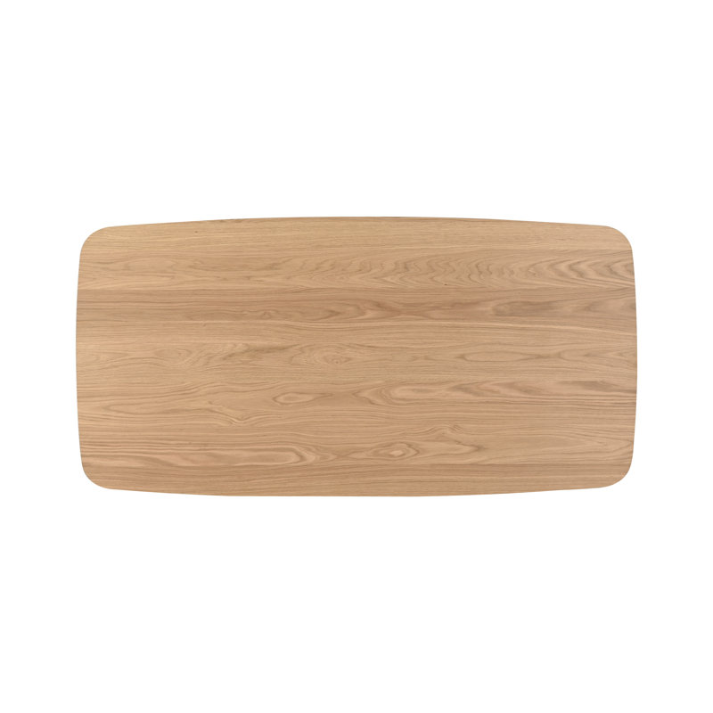 Luna Luxe Wood Dining Table with Sculptural Solid Wood Dual-Leg Design, Oak