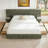 Modern Wide-Panel Upholstered Bed with Nightstands and 2 Drawers, King, Turtle Linen-1914470010-1914470013