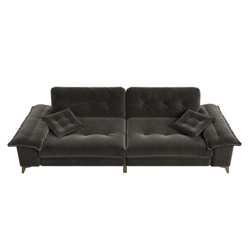 Canapé capitonné en chenille de 104 pouces, canapé Cloud 4 places moderne et grand format, Gris foncé