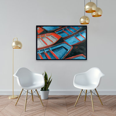 " Small Blue And Red Canoes "