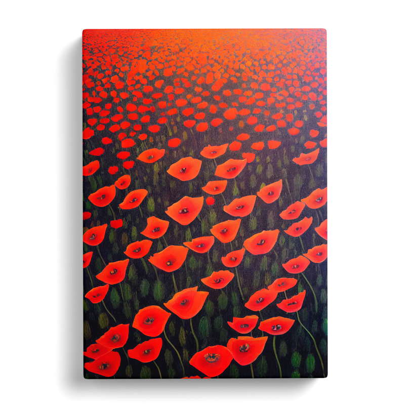 Crooker Poppy Flower Field Modern Vol.1 - Wrapped Canvas, 76cm H x 50cm W x 3cm D