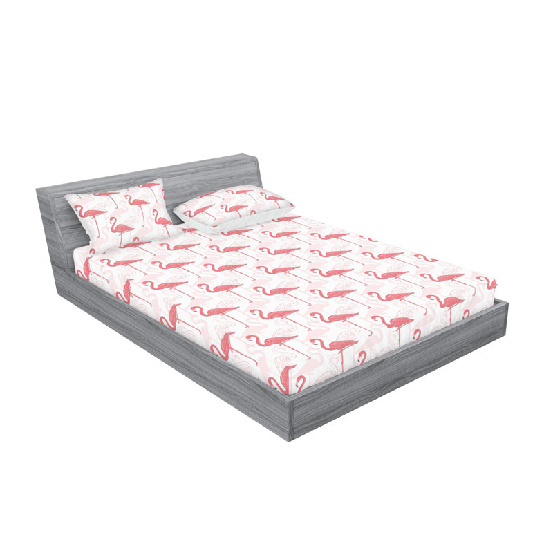 Ensemble de draps et taies décoratives Ambesonne Dessin flamant rose tropical et coquille d'œuf