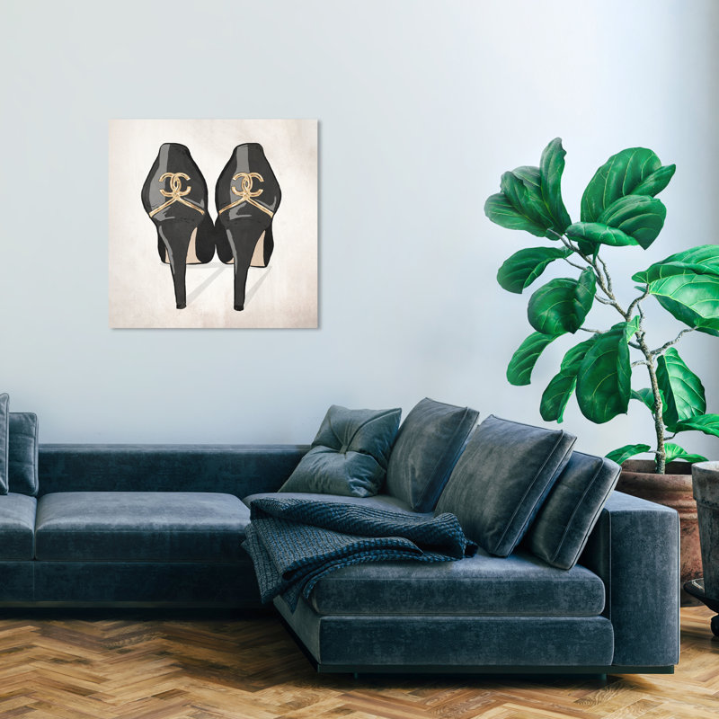 Black and Metallic Gold Fashion Glam Canvas Wall Art, 30" x 30"