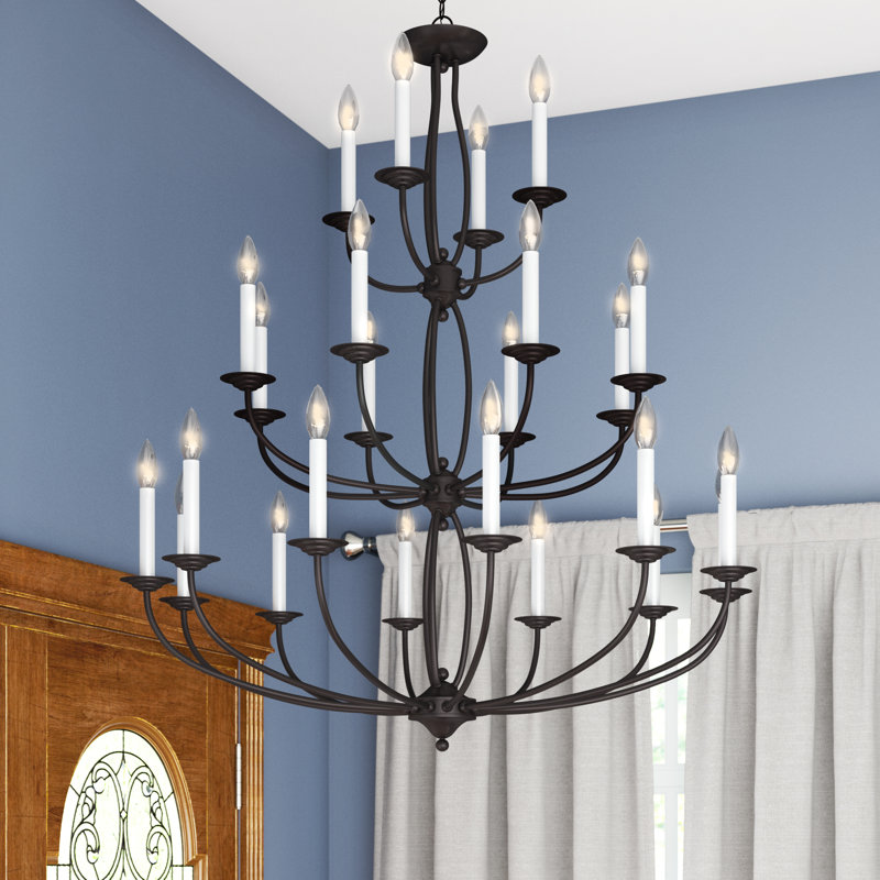 Maynes 24 - Light Steel Dimmable Chandelier, Bronze