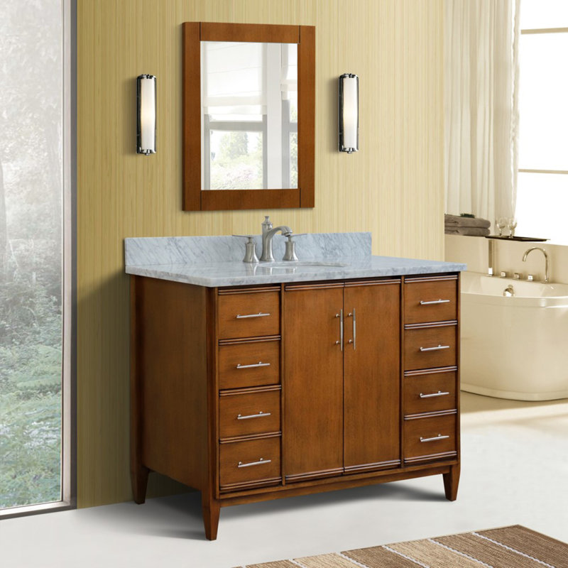 Cherelle 49'' Single Bathroom Vanity with Top, White Carrara