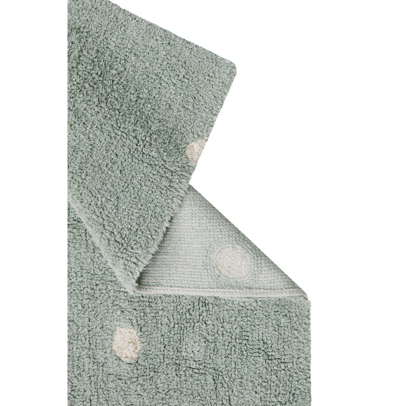 Tapis lavable mini pois bleu sauge