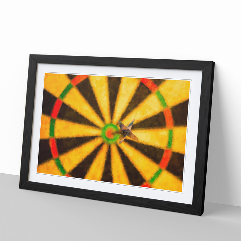 Bulls Eye Dartboard - Picture Frame Painting, Black Framed, 36cm H x 48cm W x 2cm D